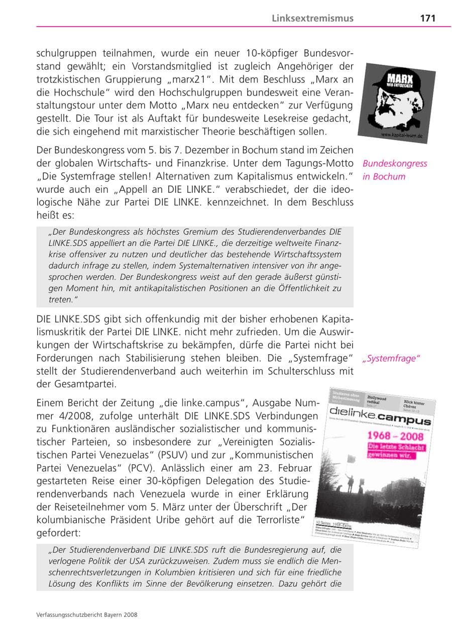 Seite 171 des Verfassungsschutzbericht 2008 Bayern