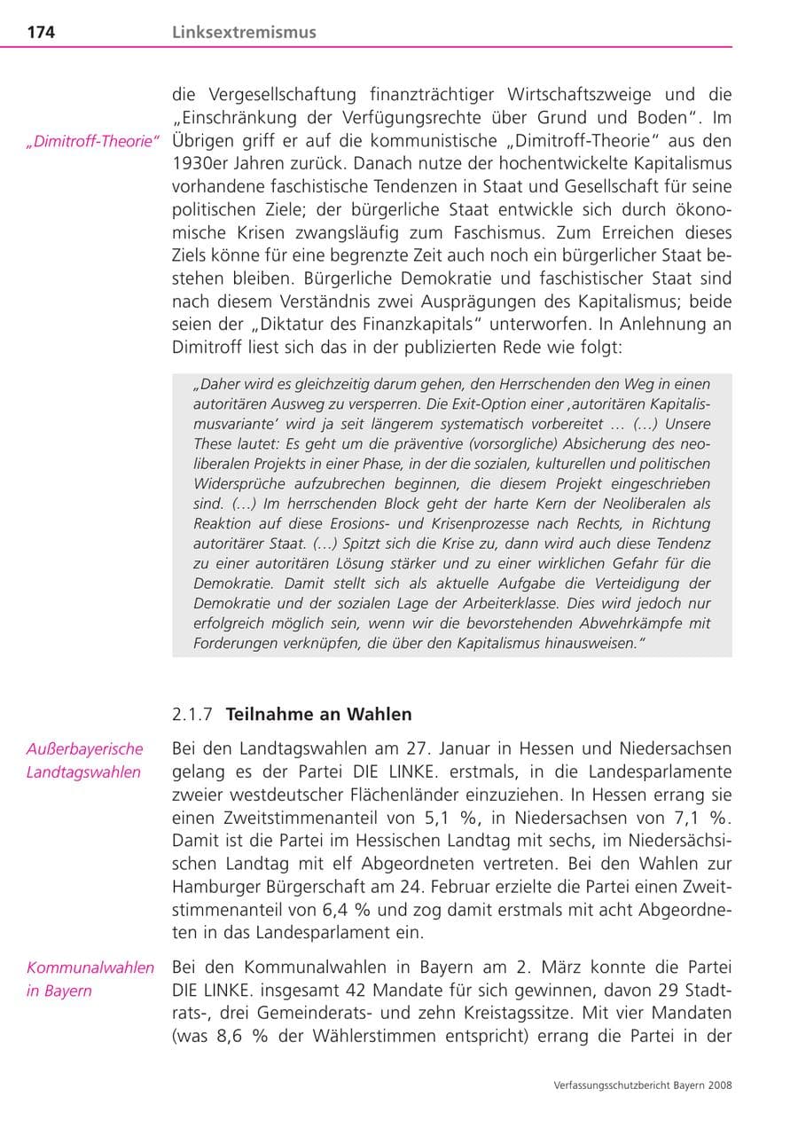 Seite 174 des Verfassungsschutzbericht 2008 Bayern