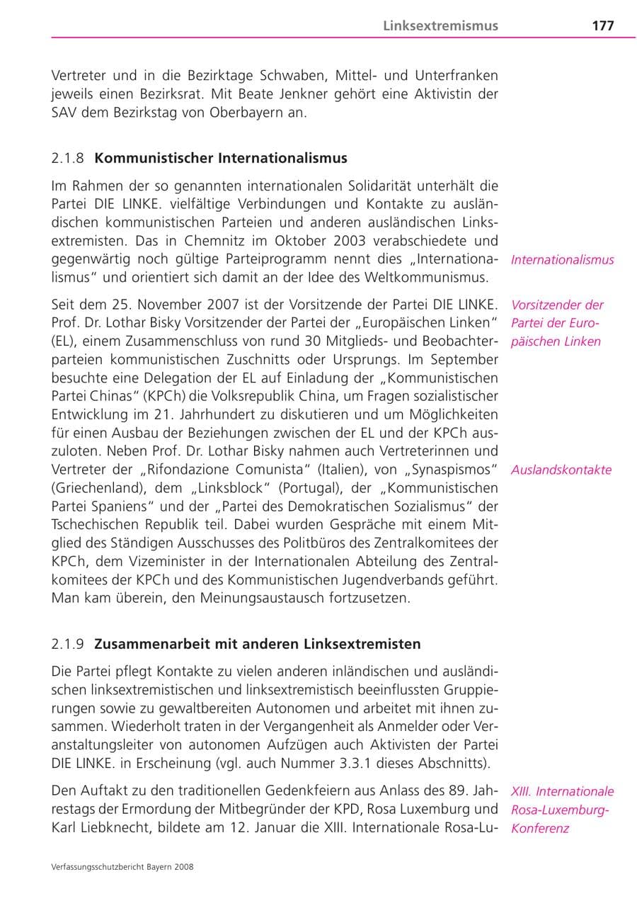 Seite 177 des Verfassungsschutzbericht 2008 Bayern