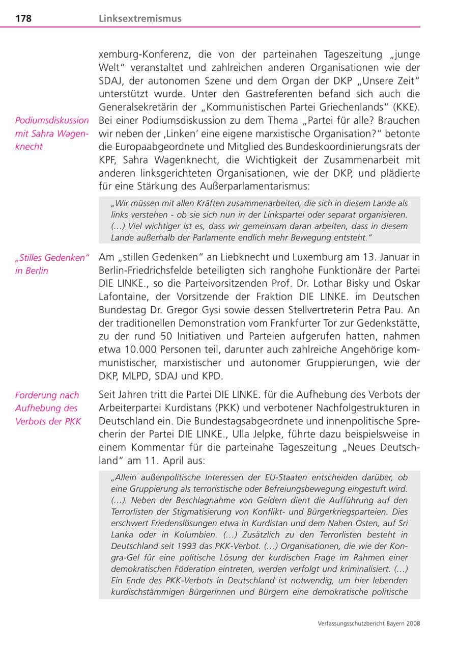 Seite 178 des Verfassungsschutzbericht 2008 Bayern