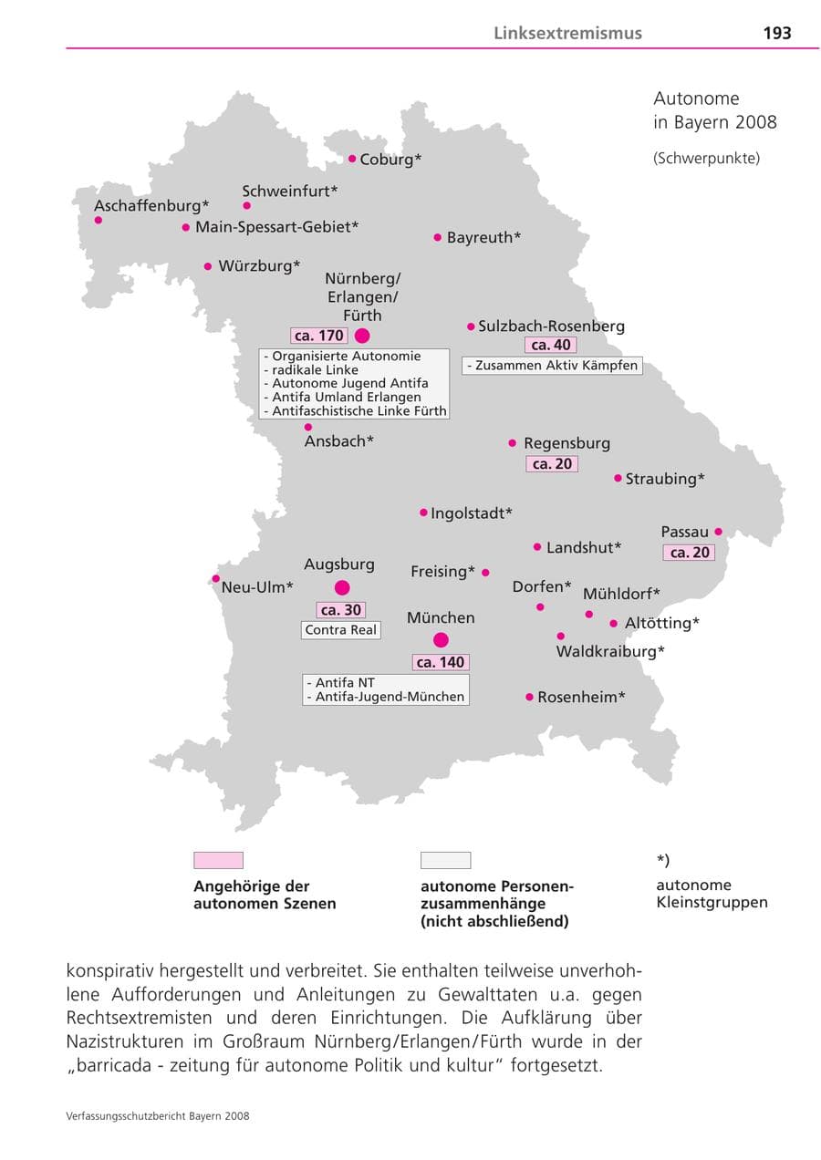 Seite 193 des Verfassungsschutzbericht 2008 Bayern