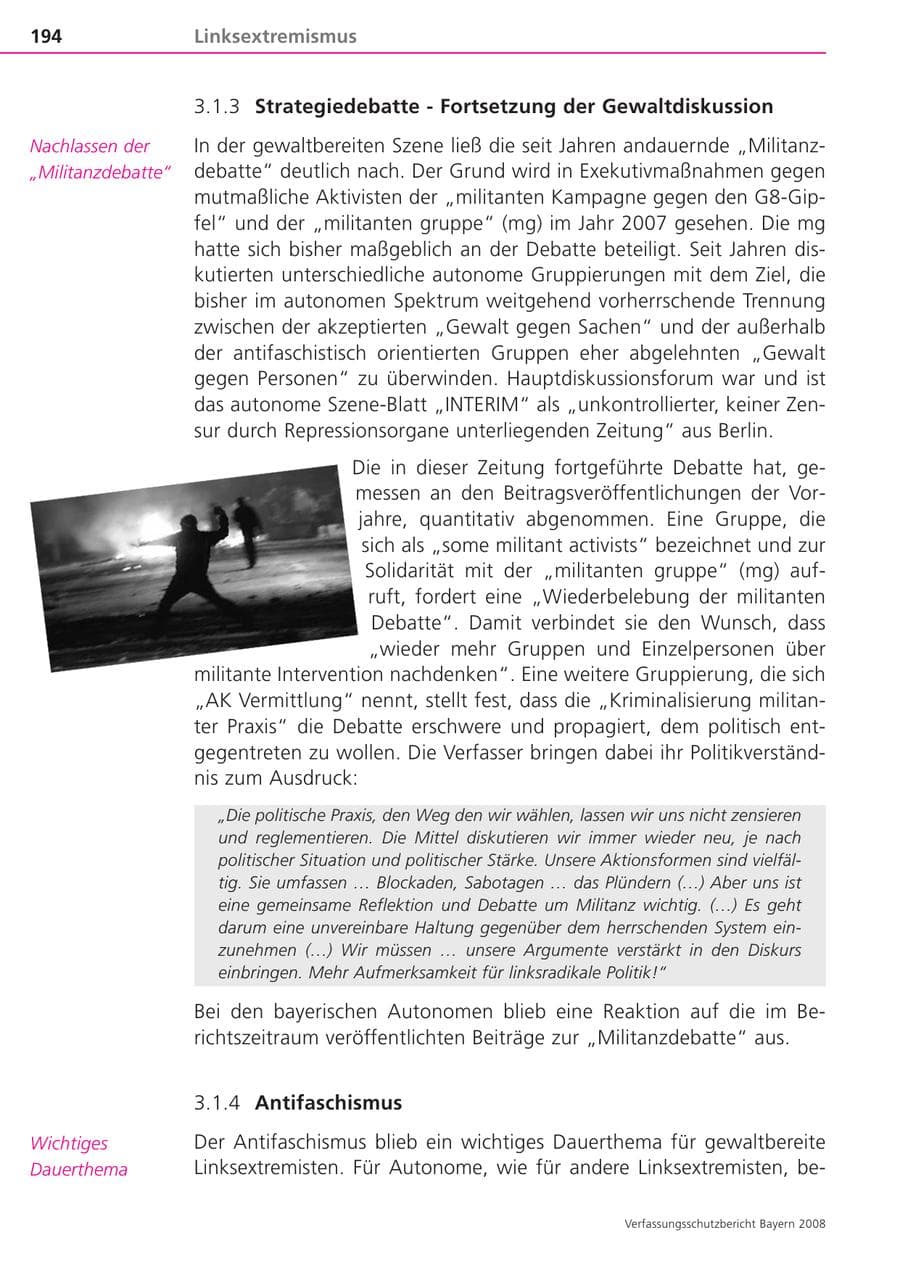 Seite 194 des Verfassungsschutzbericht 2008 Bayern