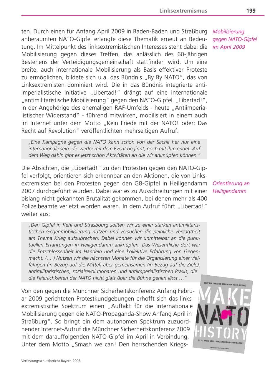Seite 199 des Verfassungsschutzbericht 2008 Bayern