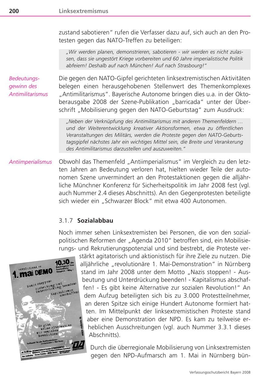 Seite 200 des Verfassungsschutzbericht 2008 Bayern