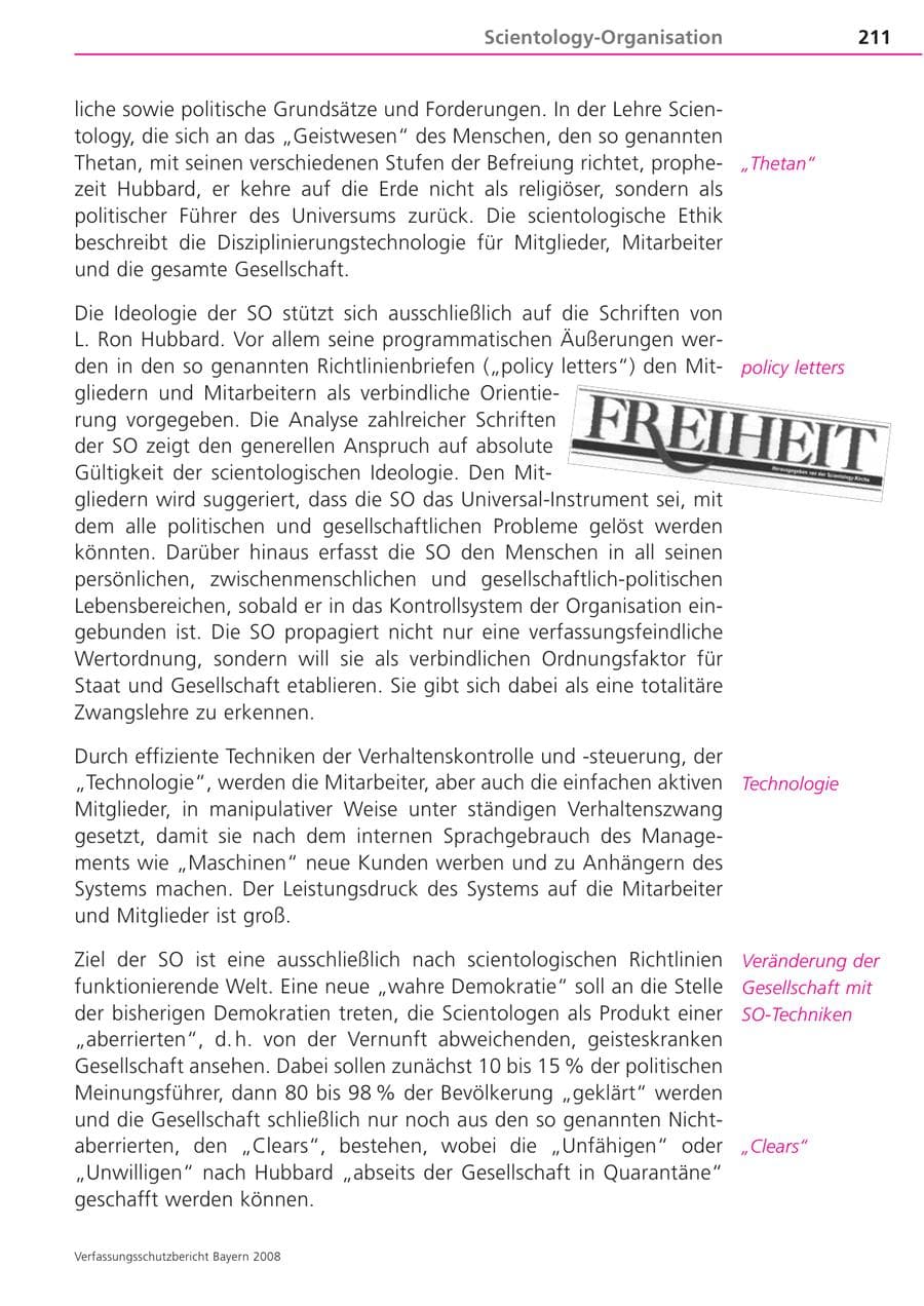 Seite 211 des Verfassungsschutzbericht 2008 Bayern