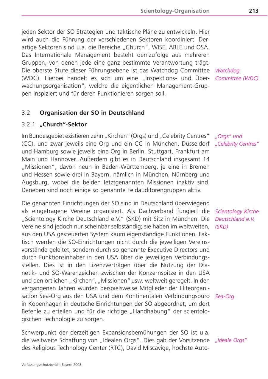 Seite 213 des Verfassungsschutzbericht 2008 Bayern