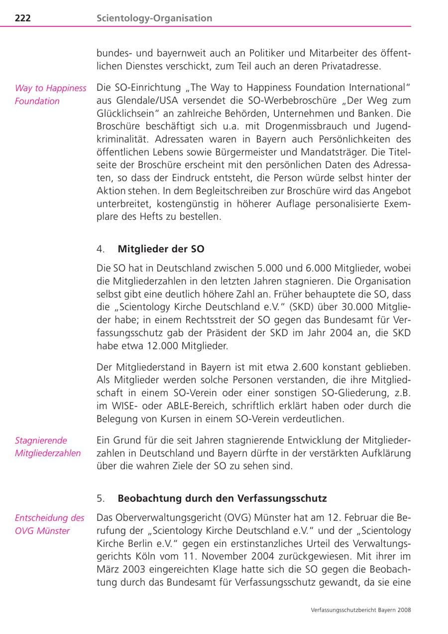 Seite 222 des Verfassungsschutzbericht 2008 Bayern