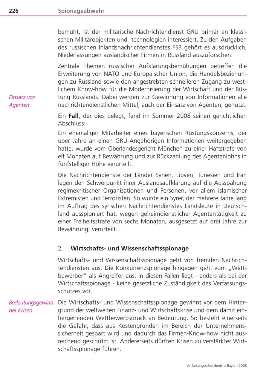Seite 226 des Verfassungsschutzbericht 2008 Bayern