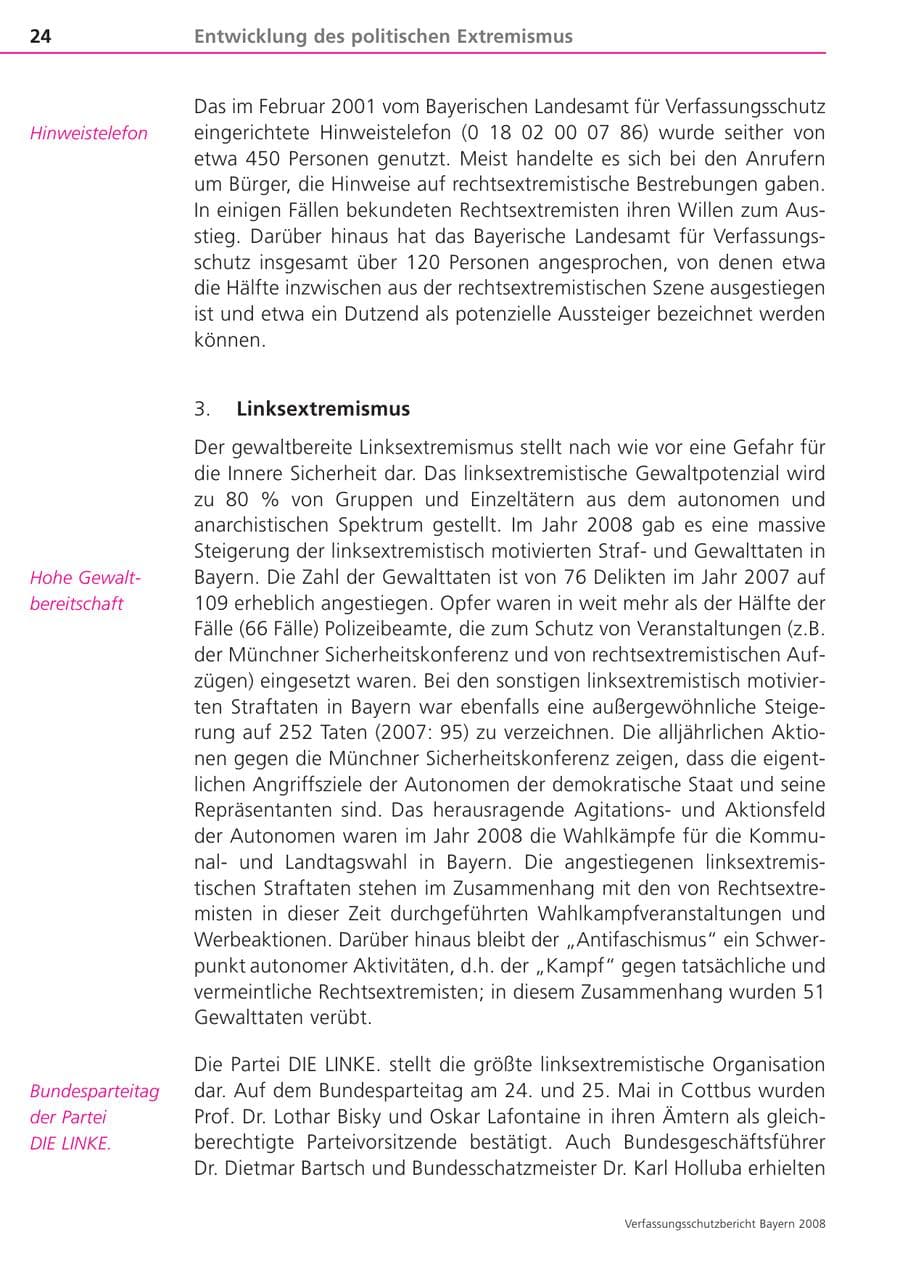 Seite 24 des Verfassungsschutzbericht 2008 Bayern