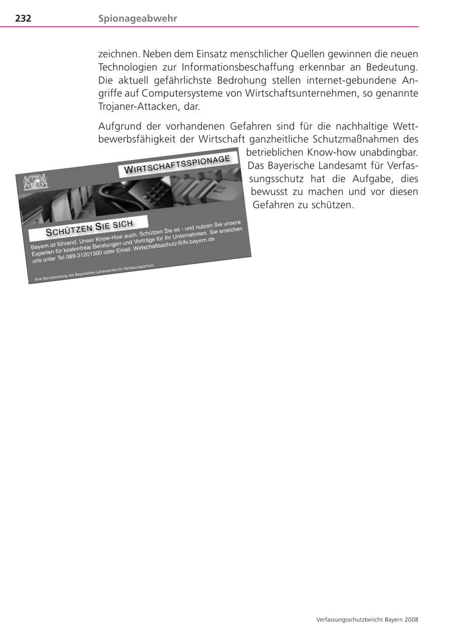 Seite 232 des Verfassungsschutzbericht 2008 Bayern