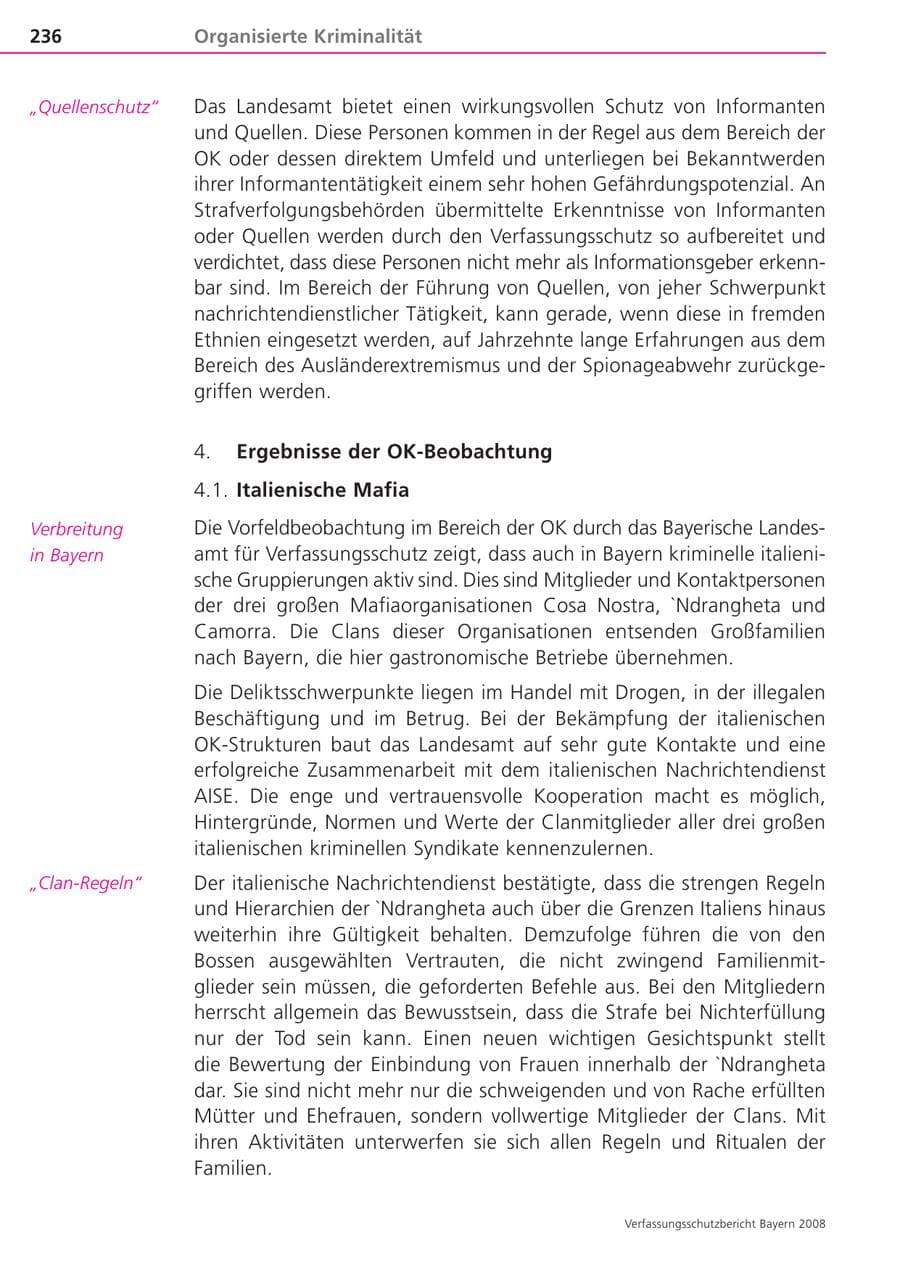 Seite 236 des Verfassungsschutzbericht 2008 Bayern