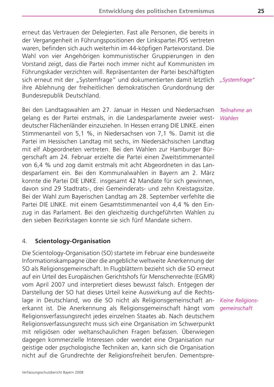 Seite 25 des Verfassungsschutzbericht 2008 Bayern