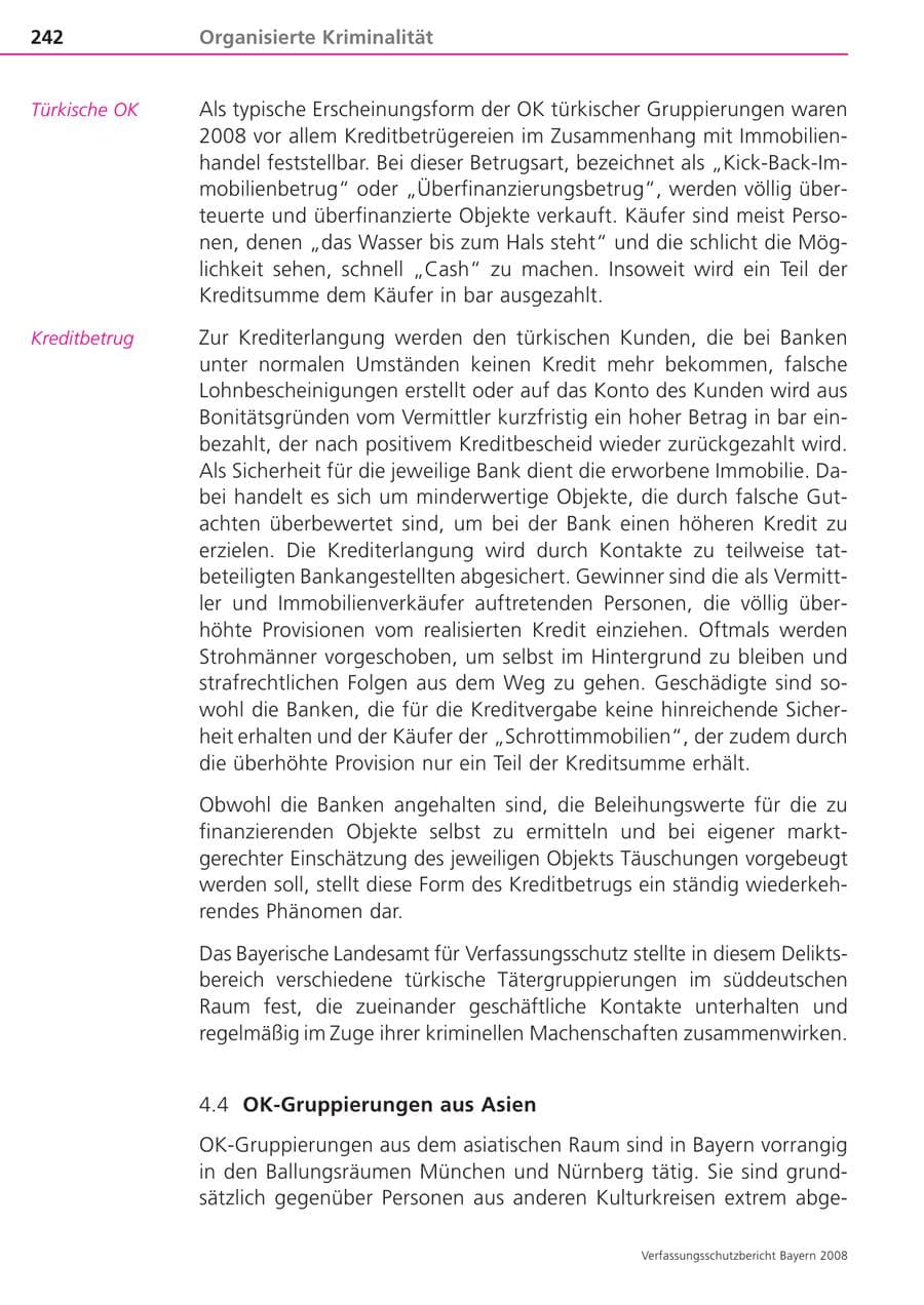 Seite 242 des Verfassungsschutzbericht 2008 Bayern