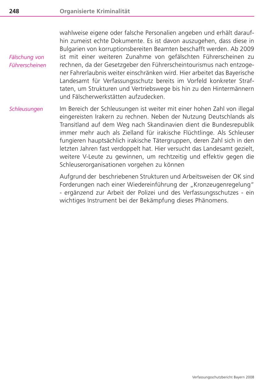 Seite 248 des Verfassungsschutzbericht 2008 Bayern