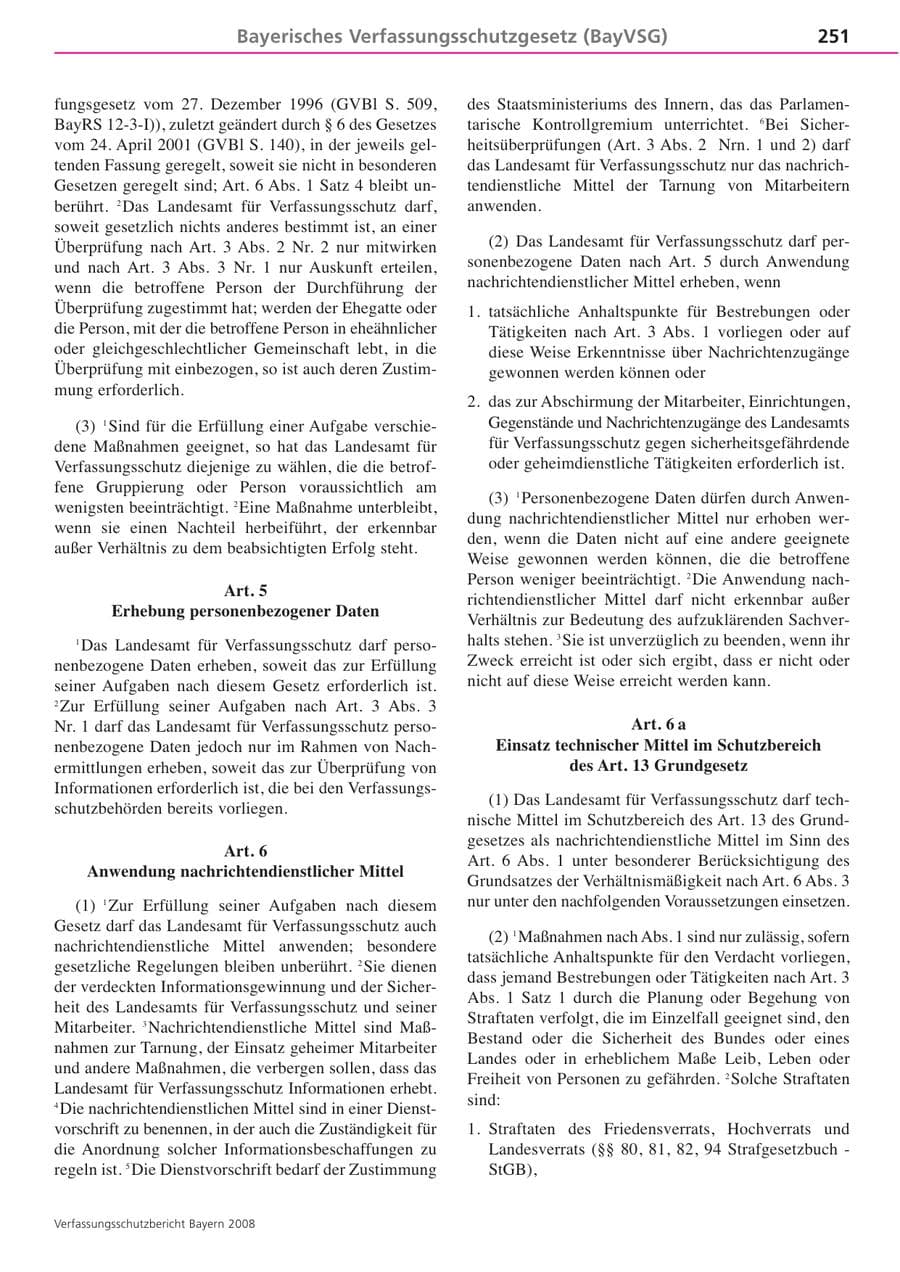 Seite 251 des Verfassungsschutzbericht 2008 Bayern