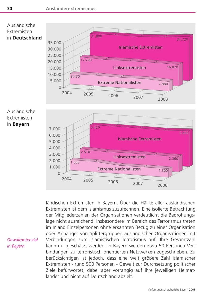 Seite 30 des Verfassungsschutzbericht 2008 Bayern