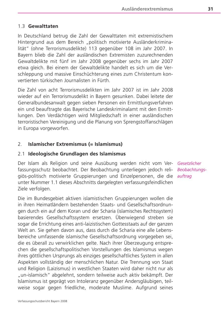 Seite 31 des Verfassungsschutzbericht 2008 Bayern