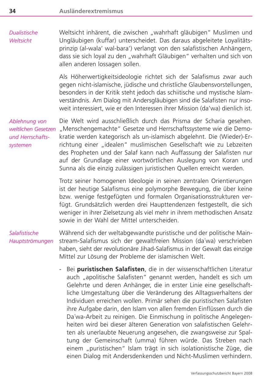 Seite 34 des Verfassungsschutzbericht 2008 Bayern