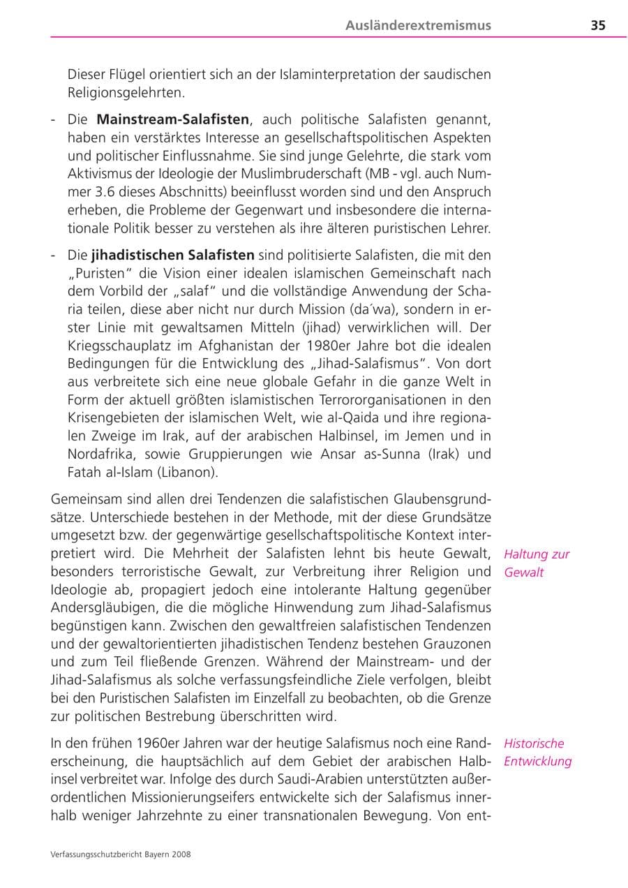 Seite 35 des Verfassungsschutzbericht 2008 Bayern