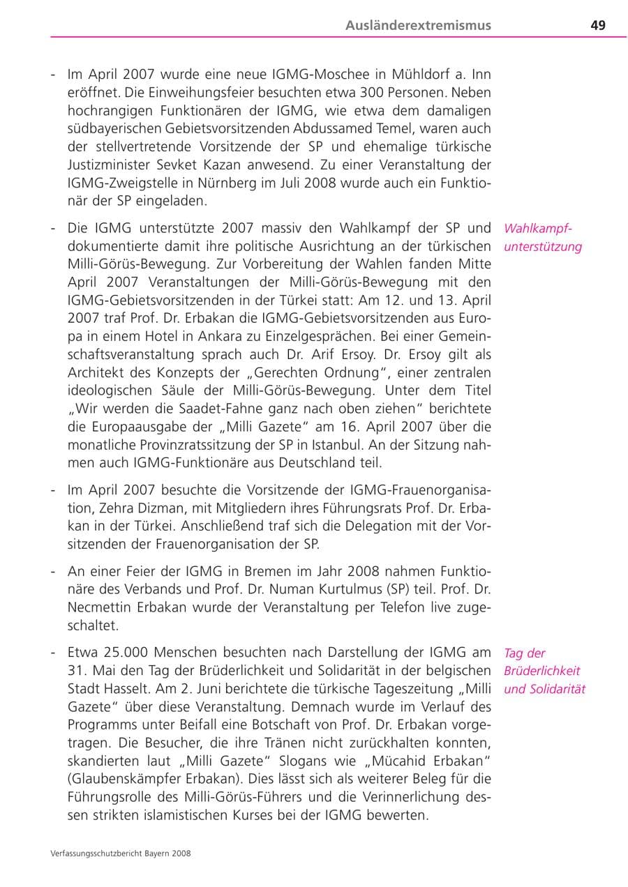 Seite 49 des Verfassungsschutzbericht 2008 Bayern