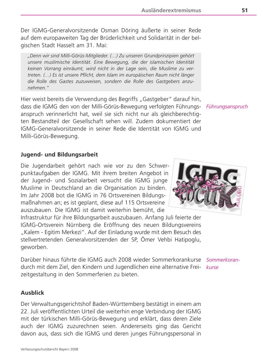 Seite 51 des Verfassungsschutzbericht 2008 Bayern