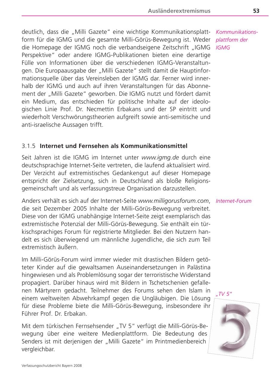 Seite 53 des Verfassungsschutzbericht 2008 Bayern