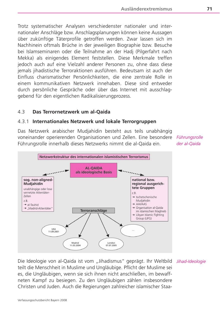 Seite 71 des Verfassungsschutzbericht 2008 Bayern