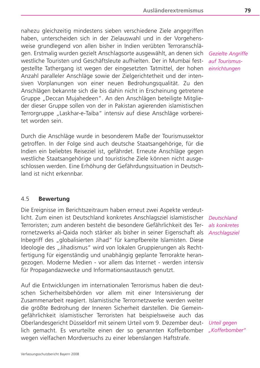 Seite 79 des Verfassungsschutzbericht 2008 Bayern