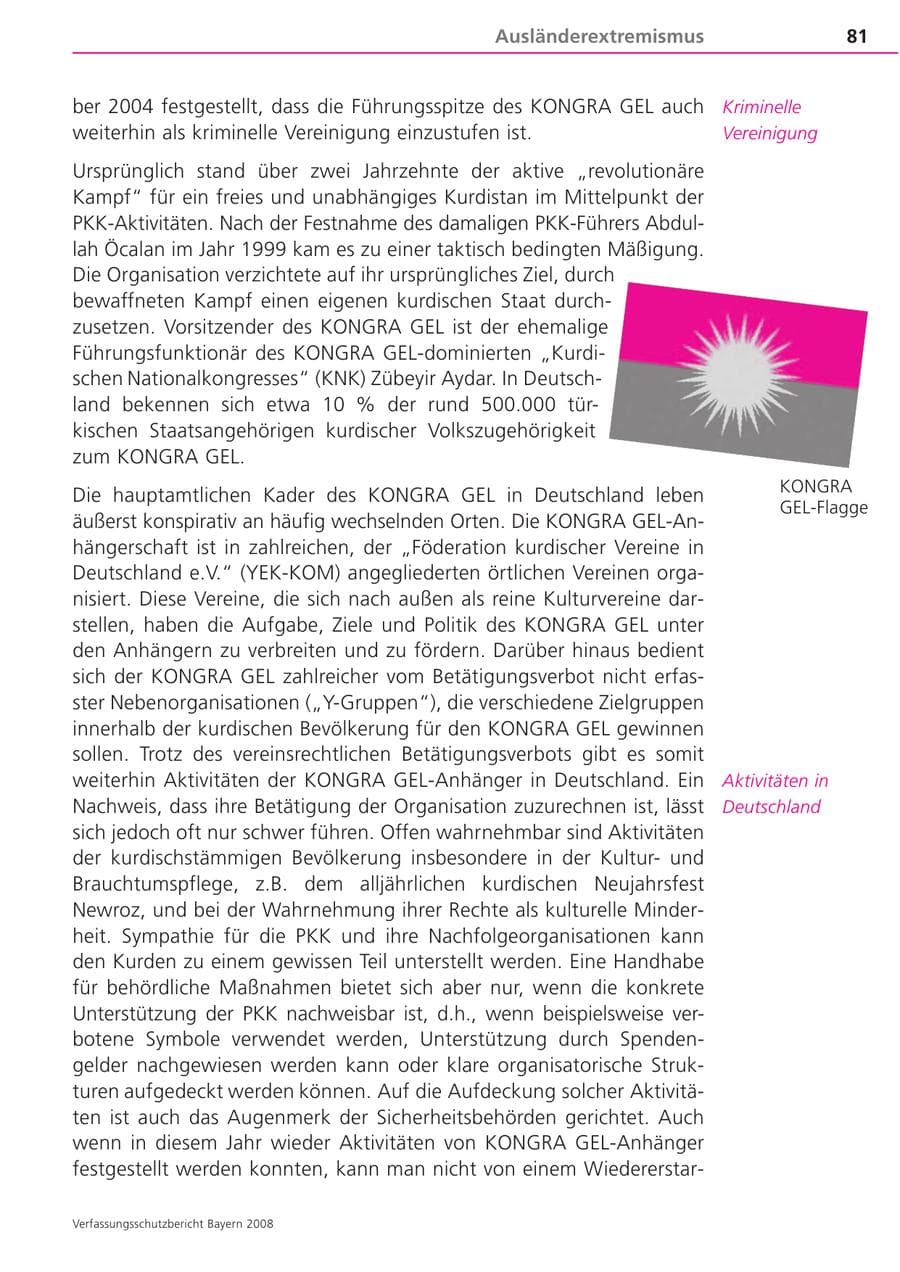 Seite 81 des Verfassungsschutzbericht 2008 Bayern