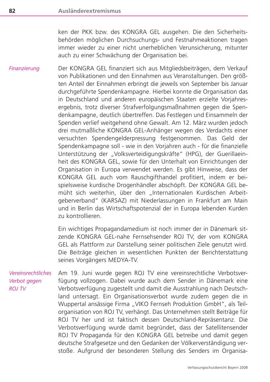 Seite 82 des Verfassungsschutzbericht 2008 Bayern