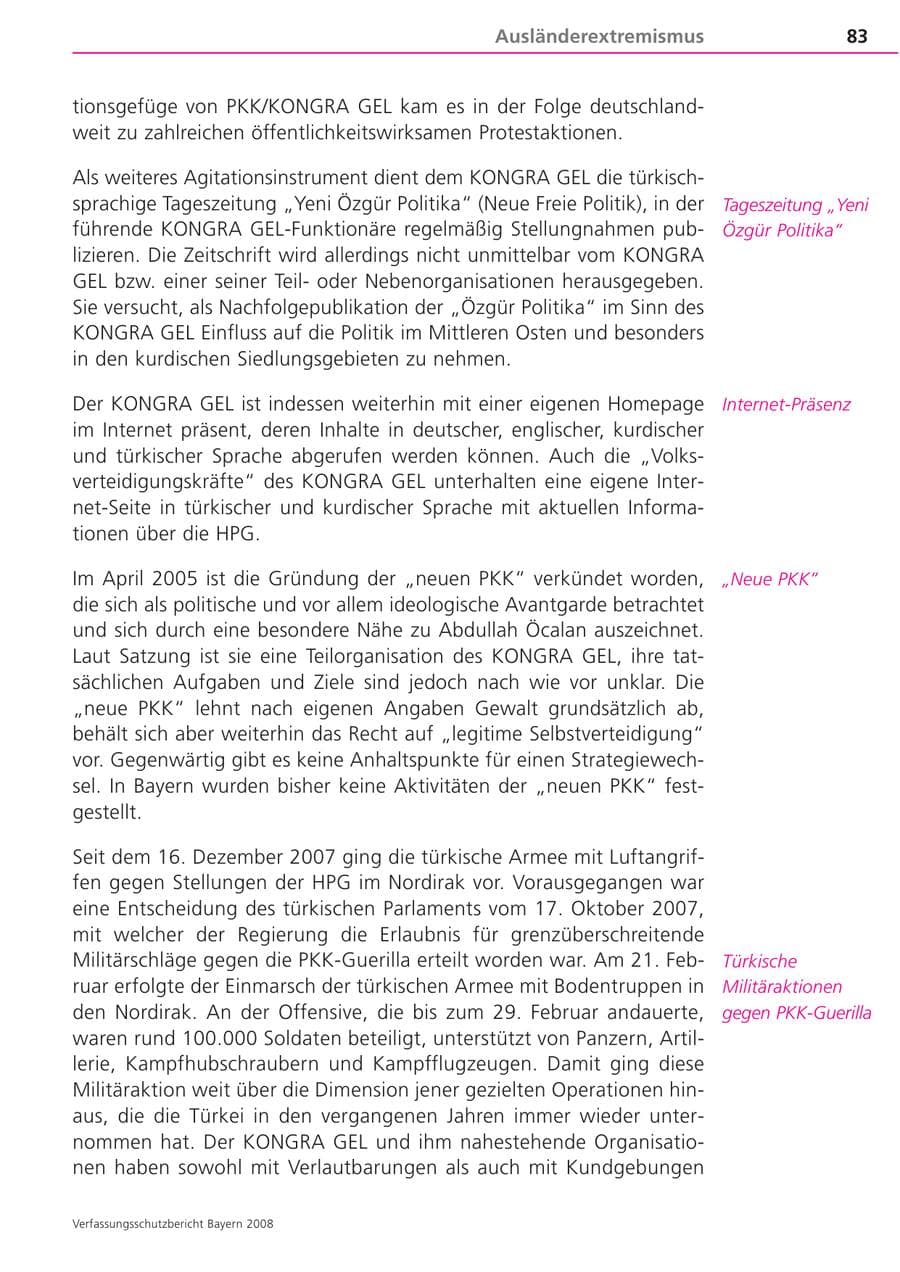Seite 83 des Verfassungsschutzbericht 2008 Bayern