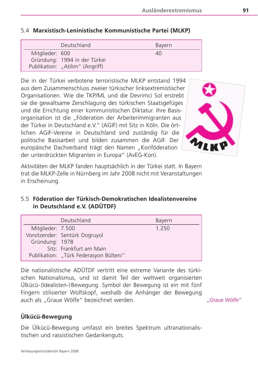 Seite 91 des Verfassungsschutzbericht 2008 Bayern