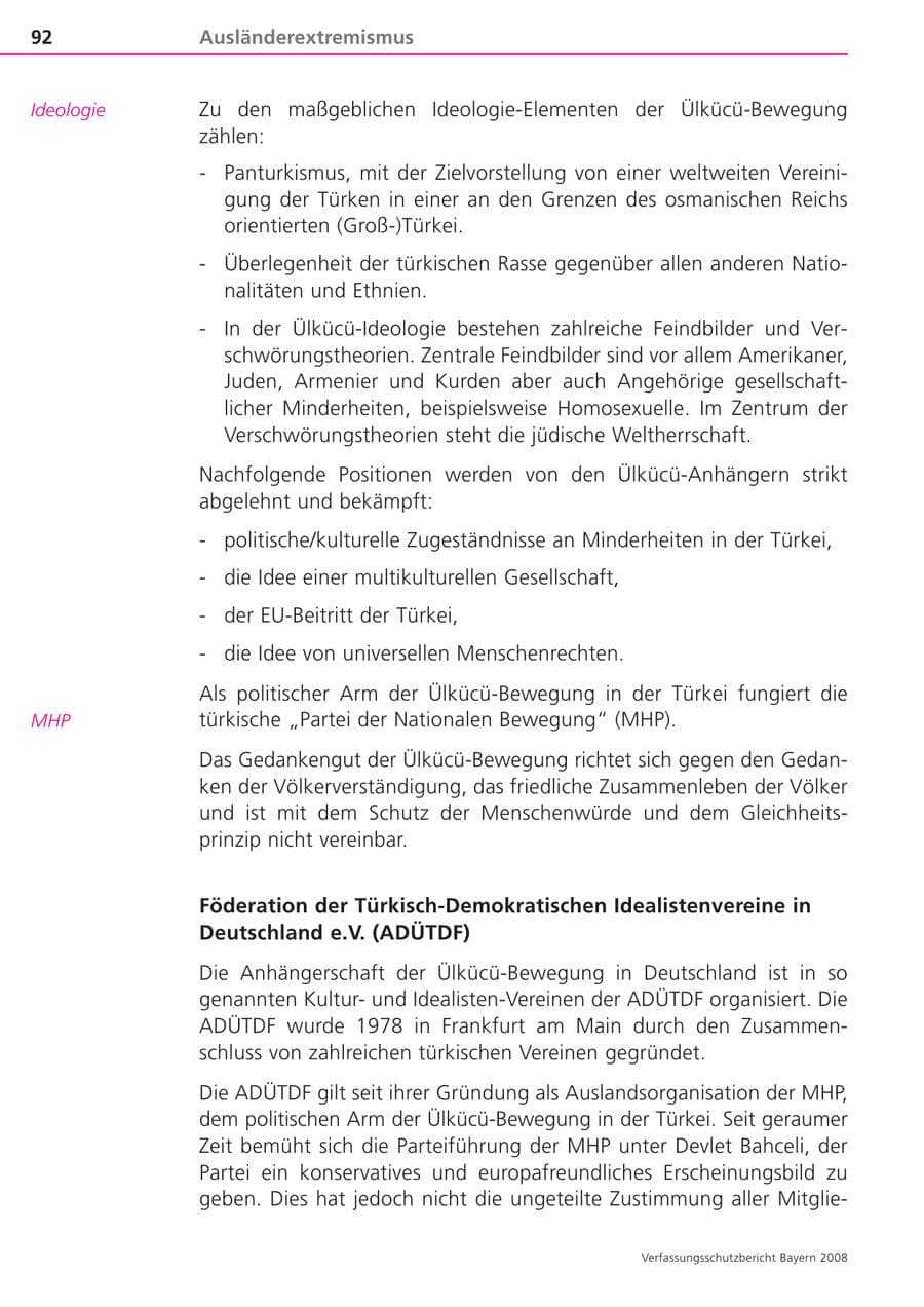 Seite 92 des Verfassungsschutzbericht 2008 Bayern