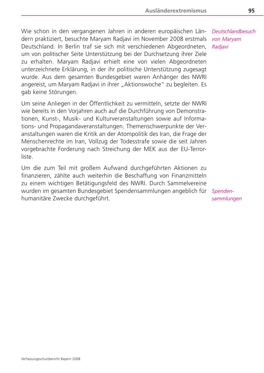 Seite 95 des Verfassungsschutzbericht 2008 Bayern