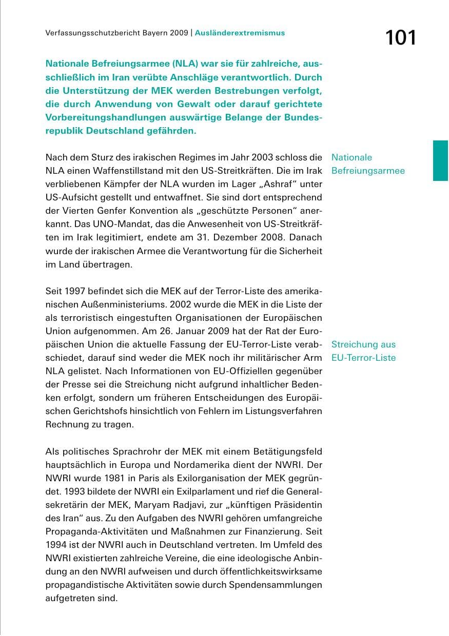 Seite 103 des Verfassungsschutzbericht 2009 Bayern