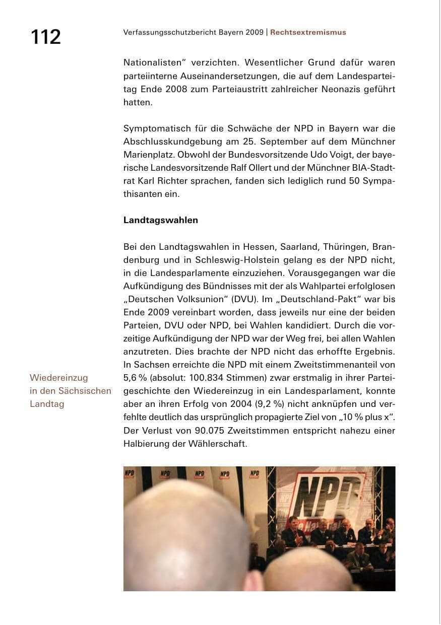 Seite 114 des Verfassungsschutzbericht 2009 Bayern