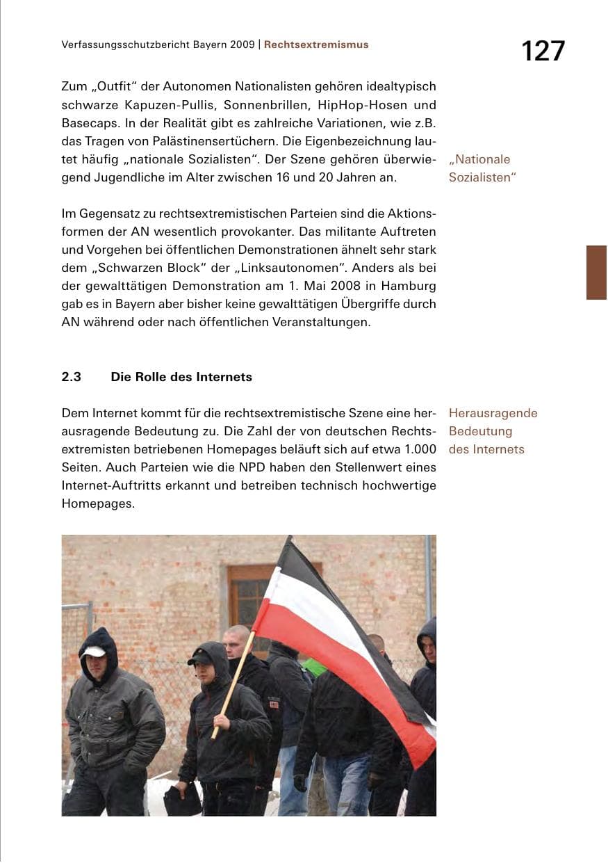 Seite 129 des Verfassungsschutzbericht 2009 Bayern