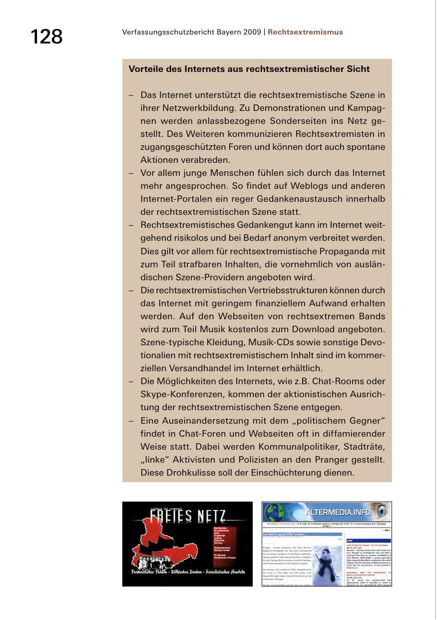 Seite 130 des Verfassungsschutzbericht 2009 Bayern