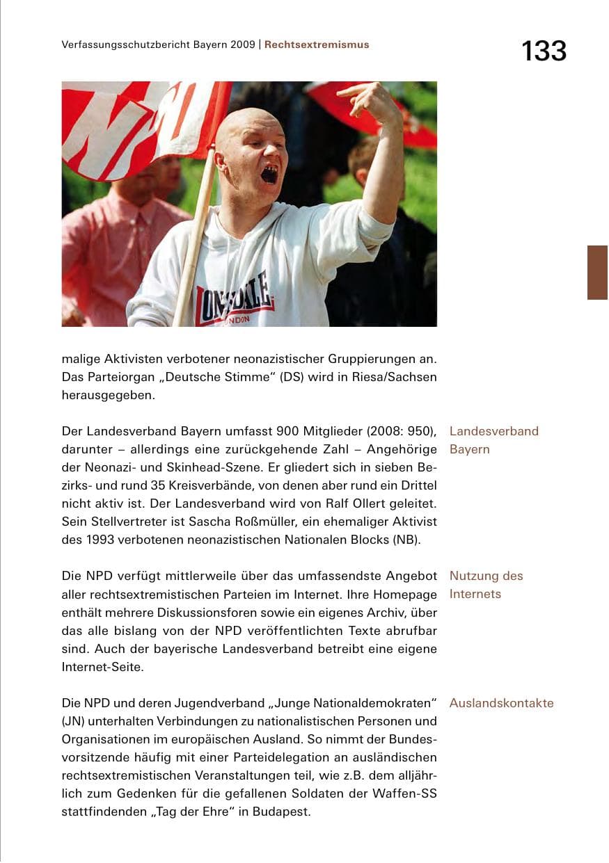 Seite 135 des Verfassungsschutzbericht 2009 Bayern