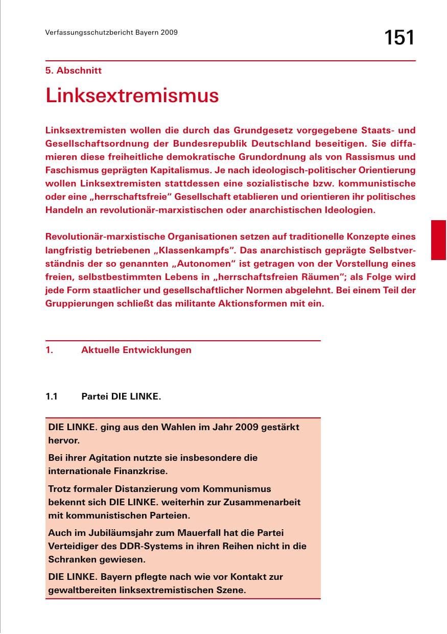 Seite 153 des Verfassungsschutzbericht 2009 Bayern