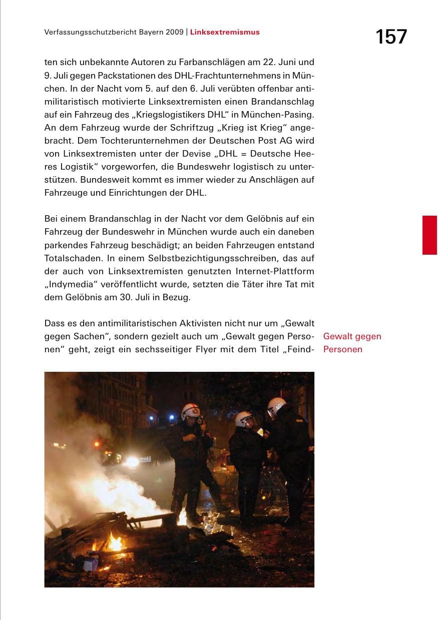 Seite 159 des Verfassungsschutzbericht 2009 Bayern