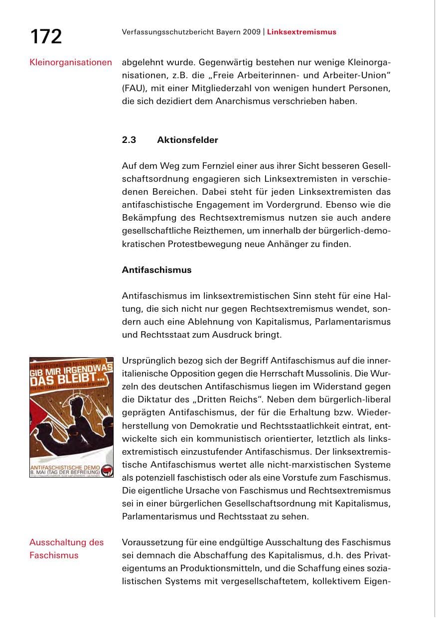 Seite 174 des Verfassungsschutzbericht 2009 Bayern