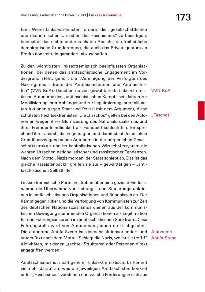 Seite 175 des Verfassungsschutzbericht 2009 Bayern