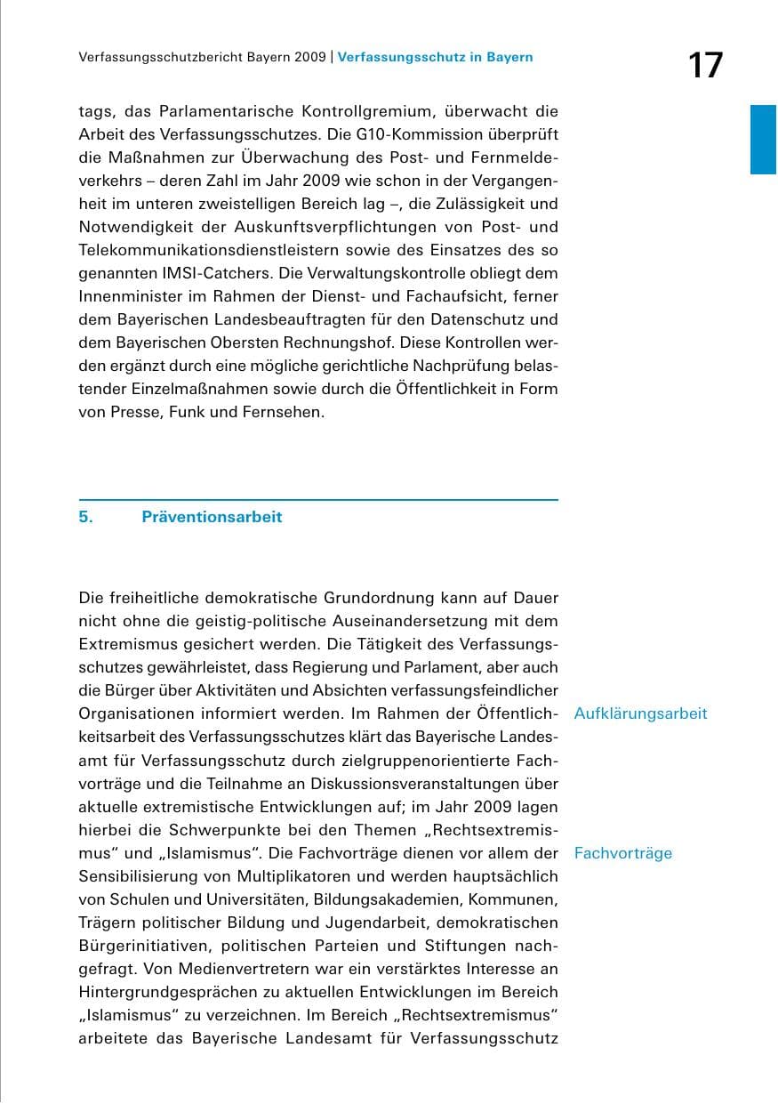 Seite 19 des Verfassungsschutzbericht 2009 Bayern
