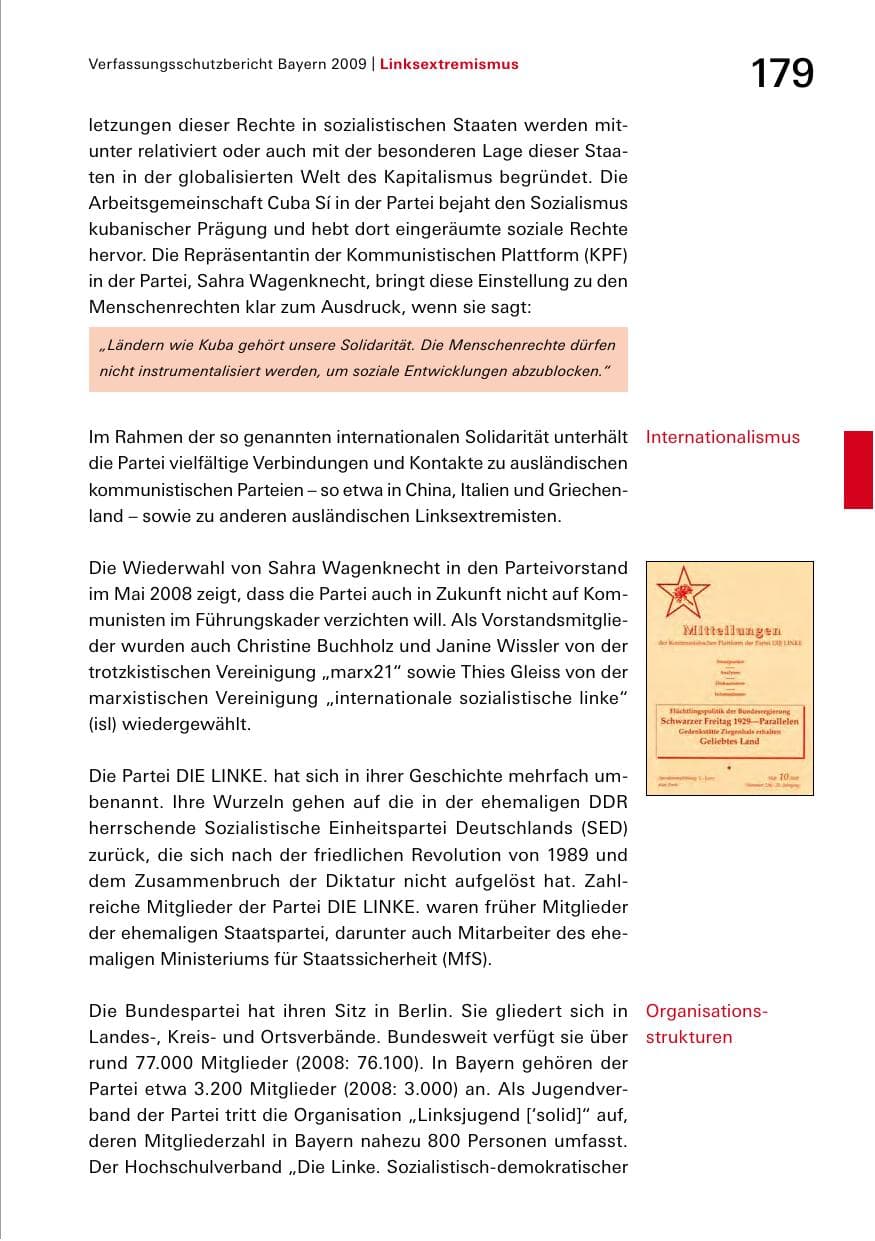 Seite 181 des Verfassungsschutzbericht 2009 Bayern