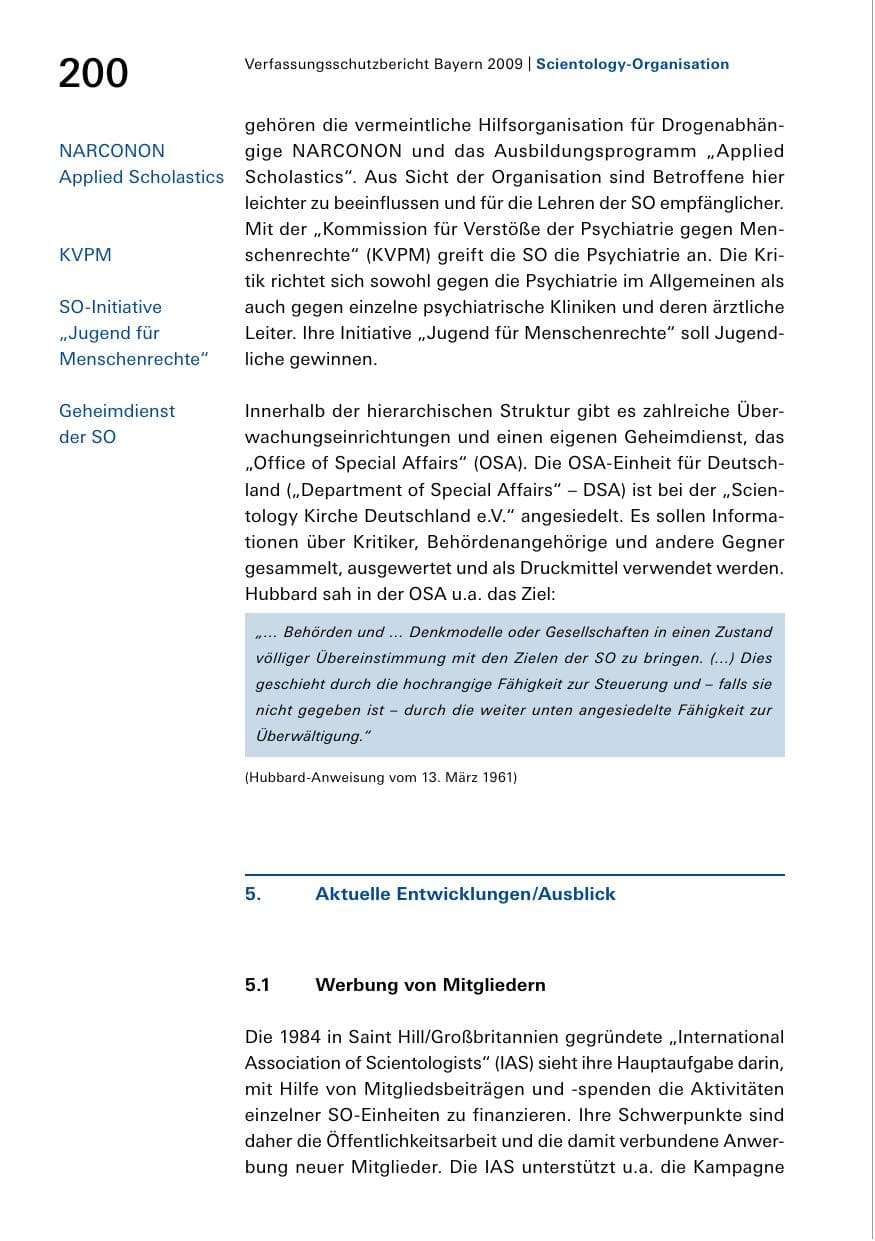 Seite 202 des Verfassungsschutzbericht 2009 Bayern