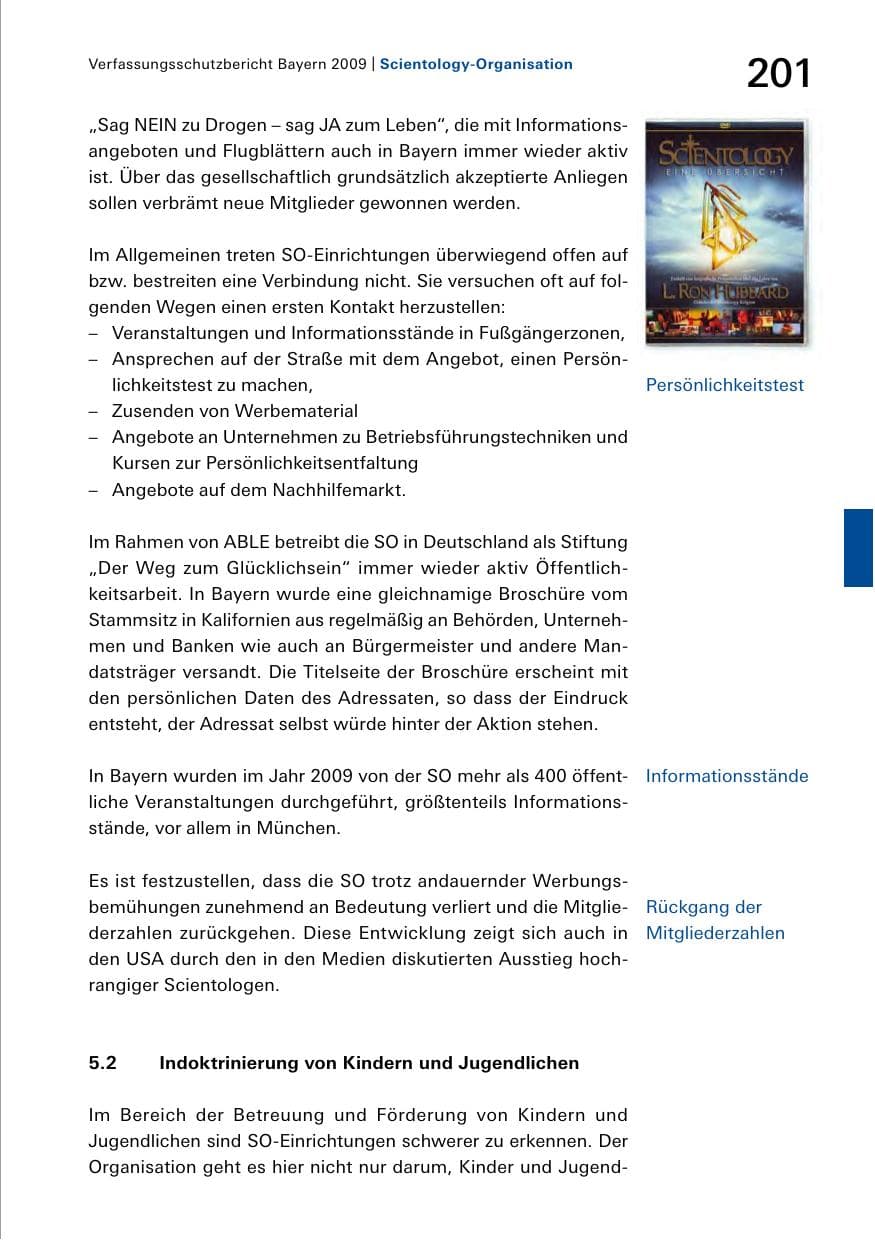 Seite 203 des Verfassungsschutzbericht 2009 Bayern