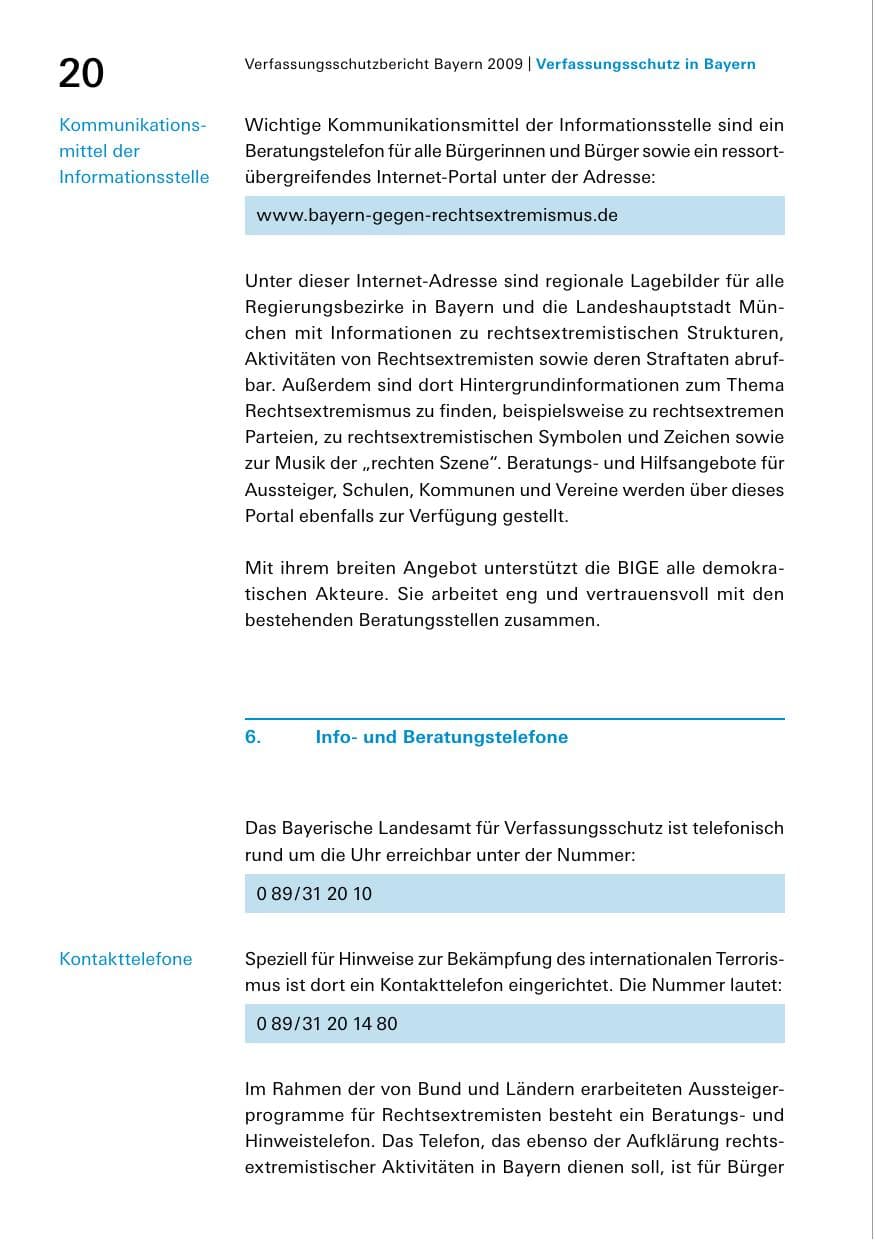 Seite 22 des Verfassungsschutzbericht 2009 Bayern
