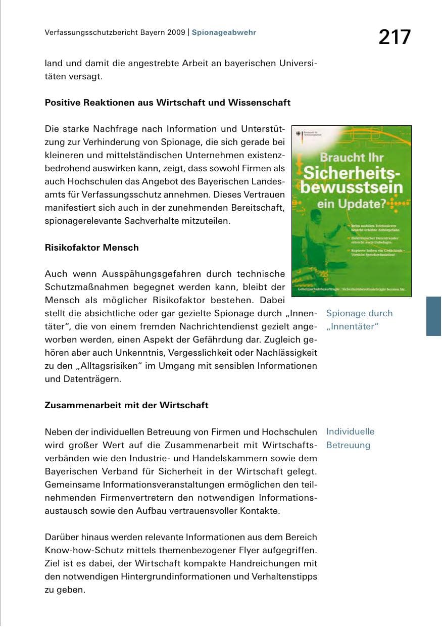 Seite 219 des Verfassungsschutzbericht 2009 Bayern