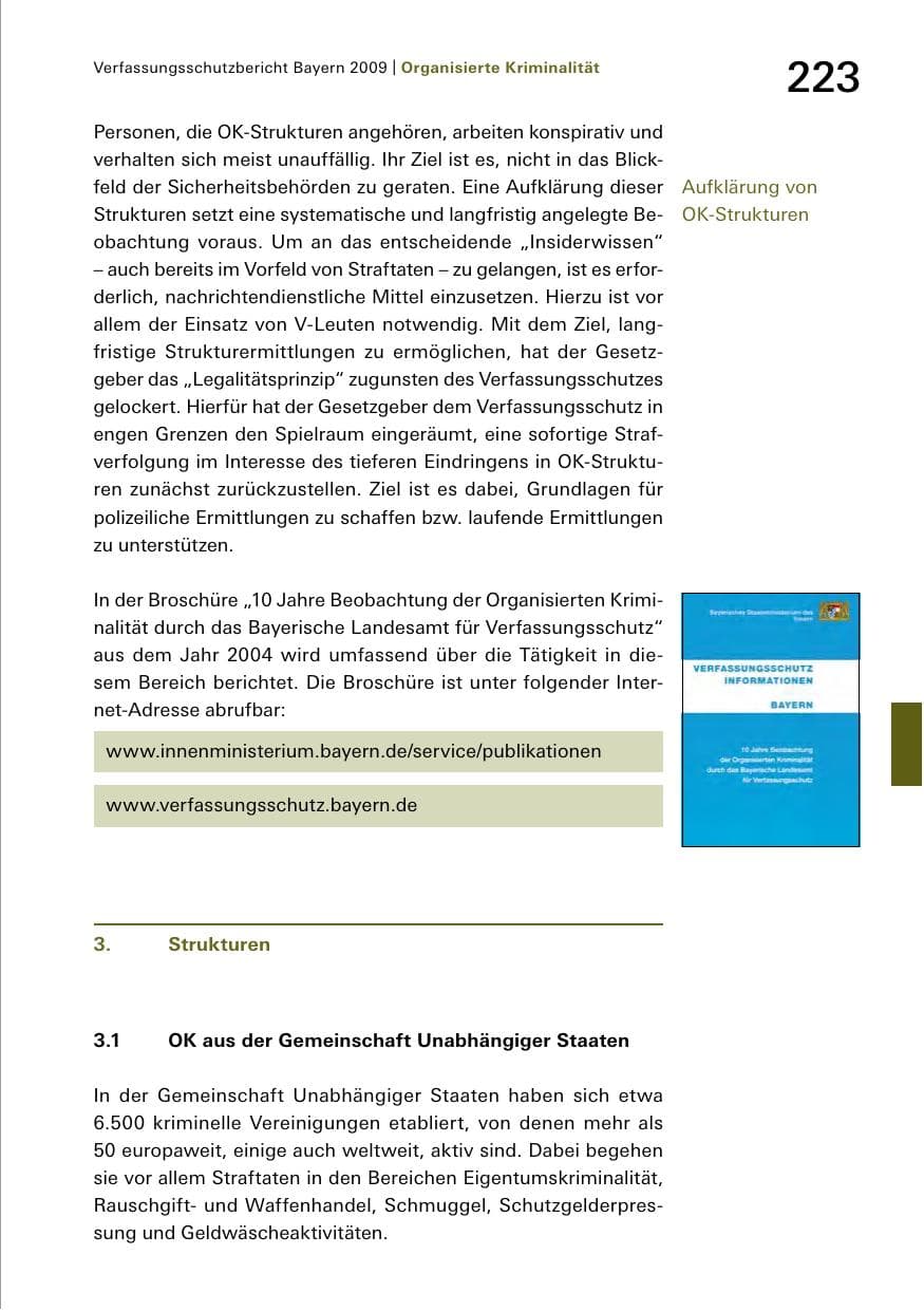 Seite 225 des Verfassungsschutzbericht 2009 Bayern